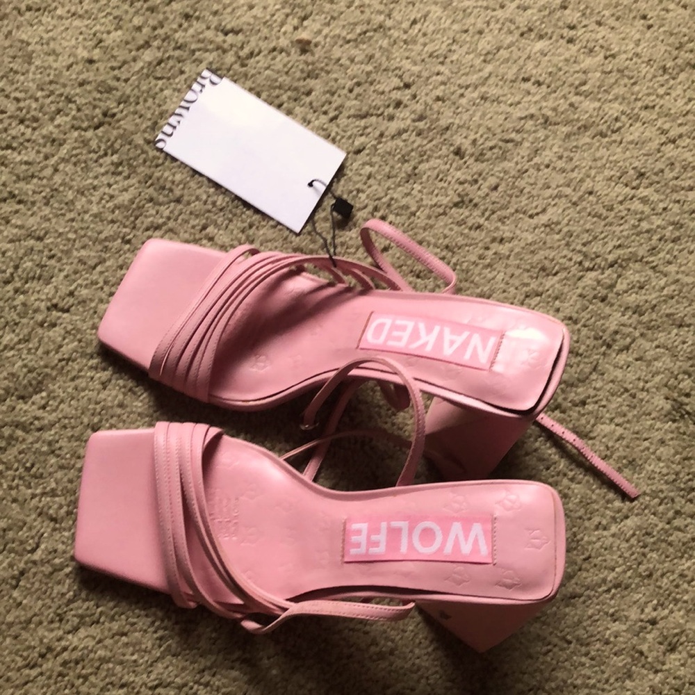 Naked Wolfe unworn pink leather sandals
